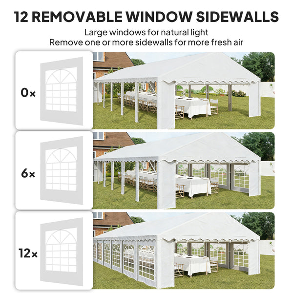 20' x 40' Heavy Duty Party Tent and Carport, Galvanized Outdoor Canopy Tent Event Tent with Removable Window Sidewalls for Parties, Wedding, Events, BBQ, White