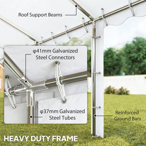 20' x 40' Heavy Duty Party Tent and Carport, Galvanized Outdoor Canopy Tent Event Tent with Removable Window Sidewalls for Parties, Wedding, Events, BBQ, White