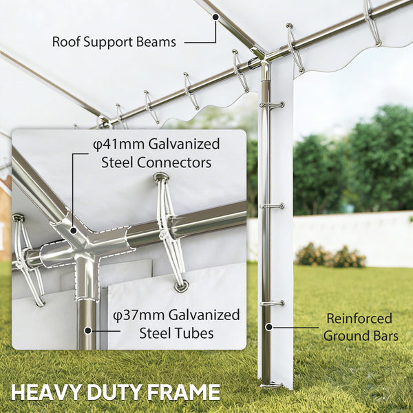 20' x 40' Heavy Duty Party Tent and Carport, Galvanized Outdoor Canopy Tent Event Tent with Removable Window Sidewalls for Parties, Wedding, Events, BBQ, White
