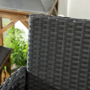 2-Seat Patio Furniture with Tea Table, Outdoor PE Rattan Wicker Loveseat with Padded Cushions and Tempered Glass Top for Garden, Porch, Poolside, Cream White