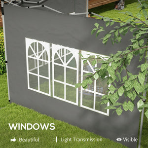 Gazebo Side Panels with Window for 3x3(m) Pop Up Gazebo, 2 Pack Sides Replacement, Dark Grey