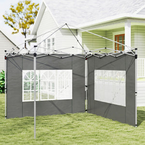Gazebo Side Panels with Window for 3x3(m) Pop Up Gazebo, 2 Pack Sides Replacement, Dark Grey