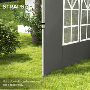 Gazebo Side Panels with Window for 3x3(m) Pop Up Gazebo, 2 Pack Sides Replacement, Dark Grey