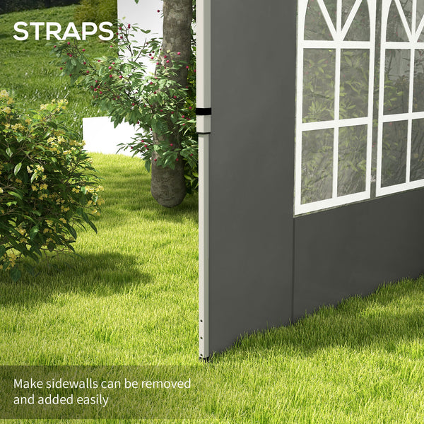 Gazebo Side Panels with Window for 3x3(m) Pop Up Gazebo, 2 Pack Sides Replacement, Dark Grey