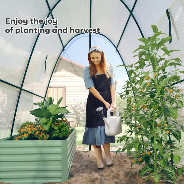 Hoop House Greenhouse with Sandbags and Hemmed PE Cover, 1.8 x 1.8 x 2m Walk-In Tunnel Green House with 2 Doors and Screen Windows, Portable Greenhouse Gardening Plant Hot House, White