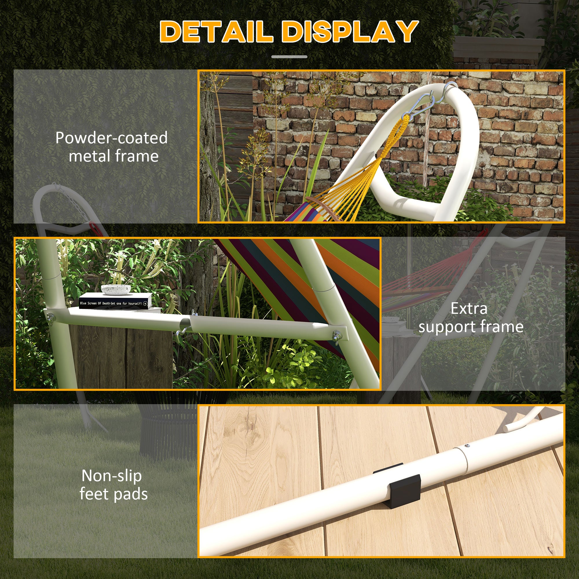 outsunny hängematte Outsunny Hammock Stand 10.3ft Portable, Adjustable Steel Frame, Weather Resistant, White, 550 lbs with Carry Bag