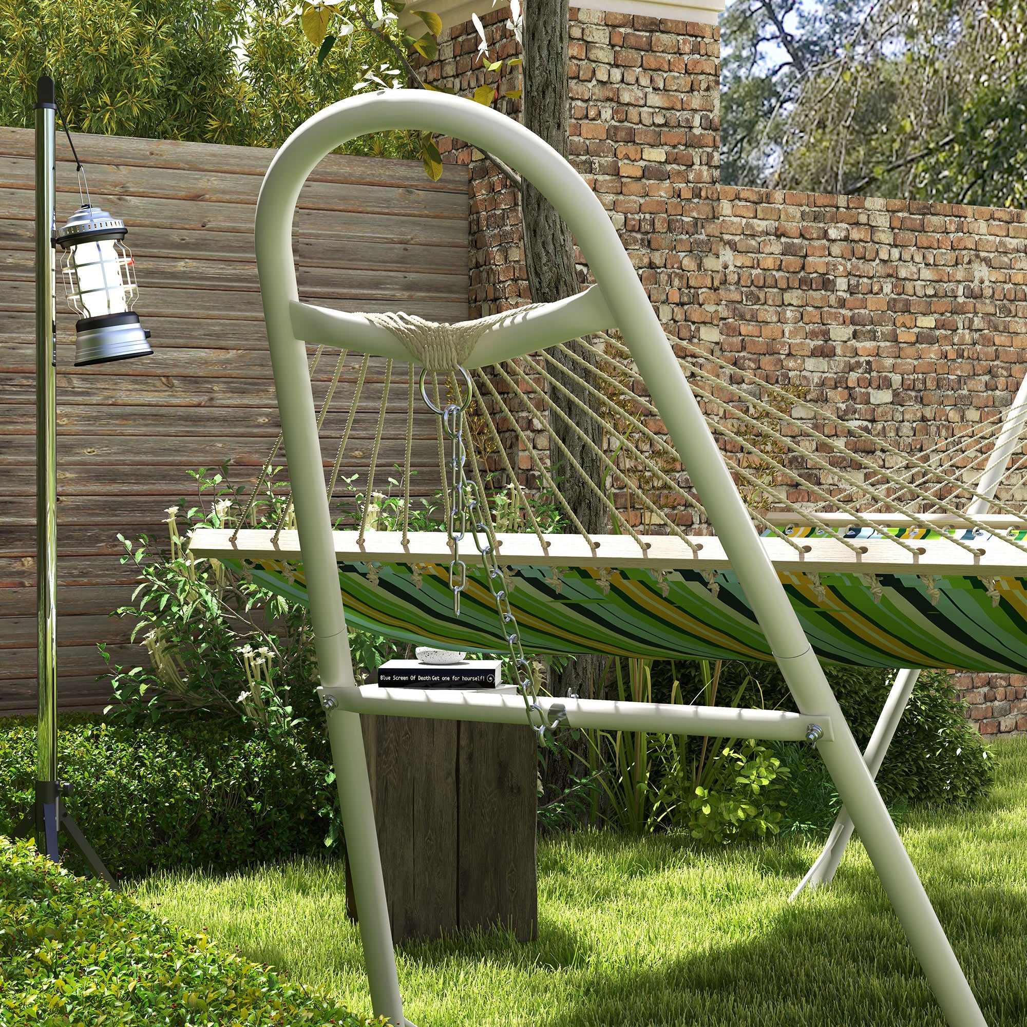 outsunny hängematte Outsunny Hammock Stand 10.3ft Portable, Adjustable Steel Frame, Weather Resistant, White, 550 lbs with Carry Bag