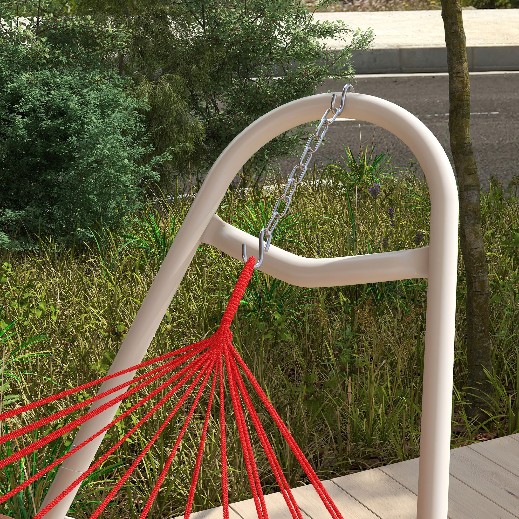 outsunny hängematte Outsunny Hammock Stand 10.3ft Portable, Adjustable Steel Frame, Weather Resistant, White, 550 lbs with Carry Bag