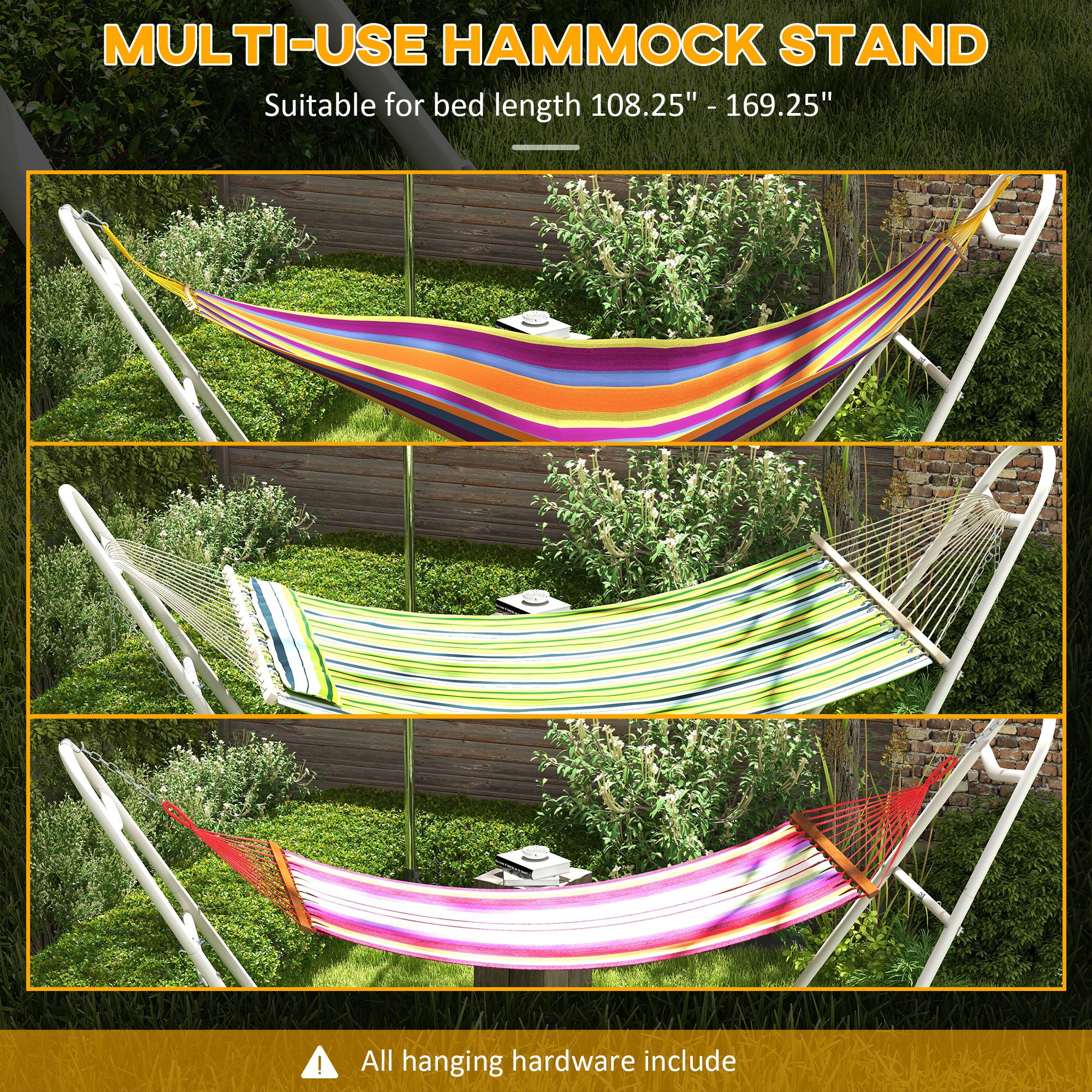 outsunny hängematte Outsunny Hammock Stand 10.3ft Portable, Adjustable Steel Frame, Weather Resistant, White, 550 lbs with Carry Bag