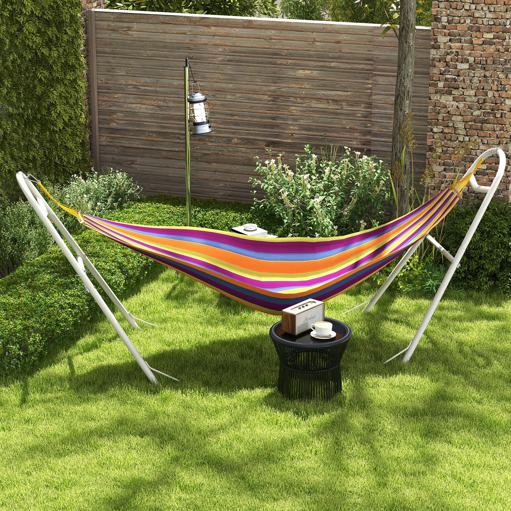 outsunny hängematte Outsunny Hammock Stand 10.3ft Portable, Adjustable Steel Frame, Weather Resistant, White, 550 lbs with Carry Bag