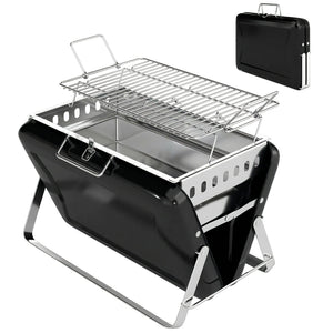 Portable BBQ Grill, Folding Charcoal Barbecue Grill with Handle and Foldable Legs for Camping Garden Outdoor Cooking, Black