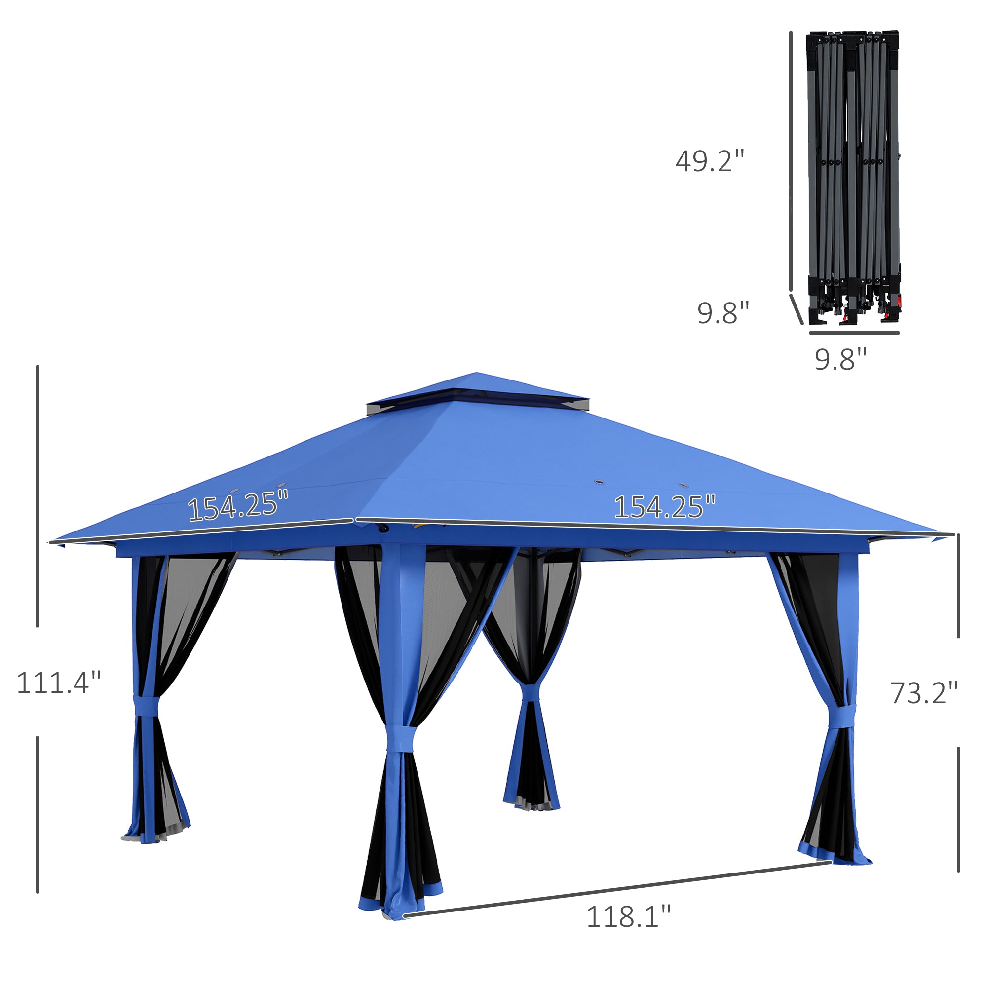 nalu＊-11138 Outsunny 13' x 13' Pop Up Gazebo with 2-Tier Roof, Carry Bag