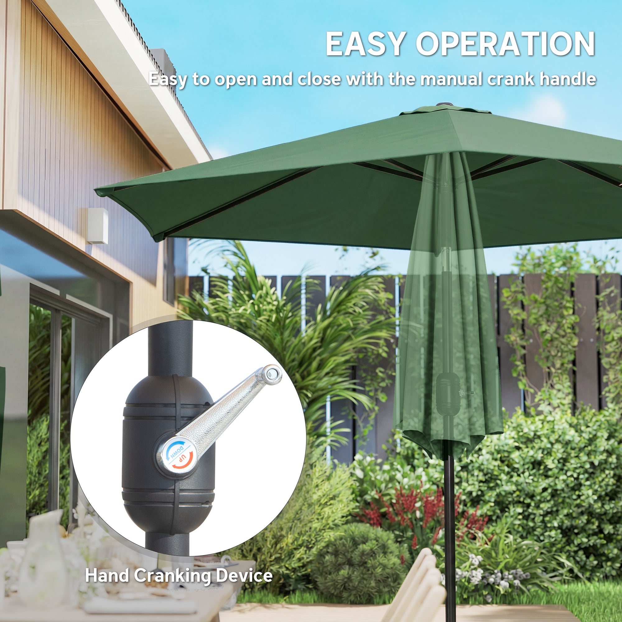 crank and tilt patio umbrella uk Outsunny 2.6 m Garden Parasol with Tilt, Crank, Vent & Aluminium Pole, Dark Green