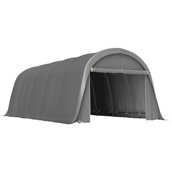 12' x 23.6' Heavy Duty Carport, Portable Garage Car Canopy Tent with UPF50+ Sun Protection, Galvanized Frame, Large Roll-Up Door for Cars, Trucks, Boats, Motorcycle, Bike, Dark Gray