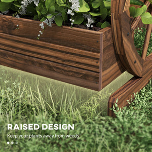 Outsunny 3-Tier Raised Garden Bed, Wooden Wagon Planter Boxes with Drainage Holes, for Vegetables Flowers Herbs, 25" x 24" x 23"