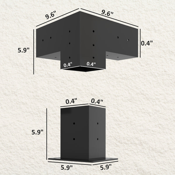 Outsunny DIY Pergola Kit, Pergola Brackets with 3-Way Corner Brackets and Post Base for 4" x 4" (Actual 3.6" x 3.6") Lumber, 8 PCS Includes Screws