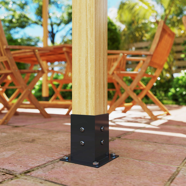 Outsunny DIY Pergola Kit, Pergola Brackets with 3-Way Corner Brackets and Post Base for 4" x 4" (Actual 3.6" x 3.6") Lumber, 8 PCS Includes Screws