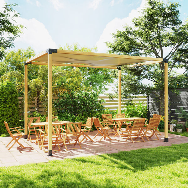 Outsunny DIY Pergola Kit, Pergola Brackets with 3-Way Corner Brackets and Post Base for 4" x 4" (Actual 3.6" x 3.6") Lumber, 8 PCS Includes Screws