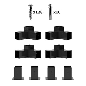 Outsunny DIY Pergola Kit, Pergola Brackets with 3-Way Corner Brackets and Post Base for 4" x 4" (Actual 3.6" x 3.6") Lumber, 8 PCS Includes Screws