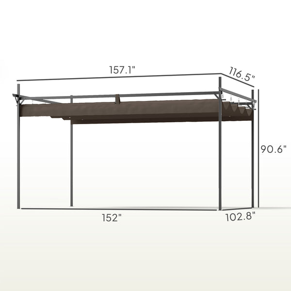 10' x 13' Retractable Pergola Canopy with Stronger Metal Frame, Outdoor Pergola Sun Shade Shelter for Garden, Patio, Backyard, Deck, Brown
