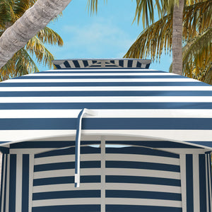 Outsunny 5.8' x 5.8' Portable Beach Umbrella with Double-Top, Ruffled Outdoor Cabana with Walls, Vents, Sandbags, Carry Bag, Blue & White Stripe