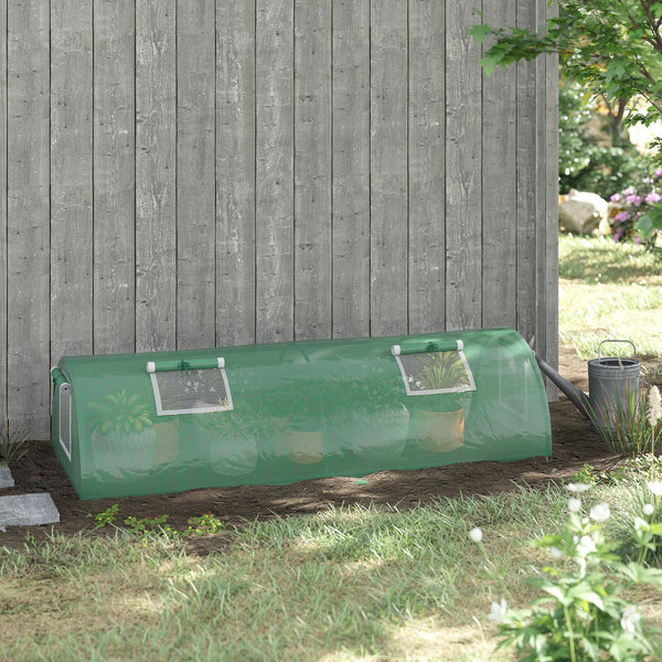 7' x 3' x 2' Portable Mini Greenhouse, Tunnel Growing Tent Plants Flower Warm House with 5 Mesh Windows and Steel Frame, for Garden, Patio, Backyard, Green