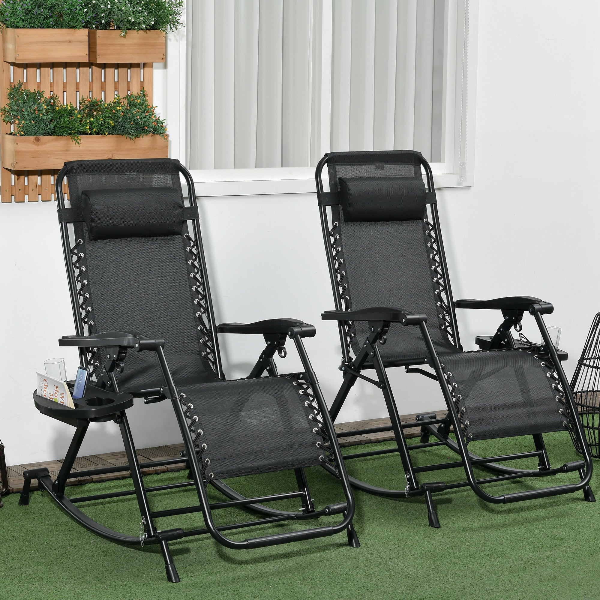 Outsunny Foldable Zero Gravity Rocking Chairs - Ultimate Comfort