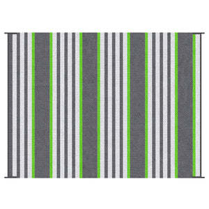 Outsunny Reversible Outdoor Rug, 9' x 12' Waterproof Plastic Straw Floor Mat, Portable RV Camping Carpet, Large Floor Mat for Backyard, Deck, Picnic, Beach, Green & Gray Stripes