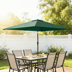 3x2m Garden Parasol, Parasol Umbrella with Crank Handle, Tilt Function, Polyester Canopy, Outdoor Table Umbrella for Patio, Garden, Green