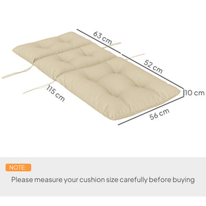 Tufted Adirondack Chair Cushion, Thick Garden Seat Cushion Pad with Backrest, Rocking Chair Cushion with Ties for Outdoor and Indoor Use, Beige