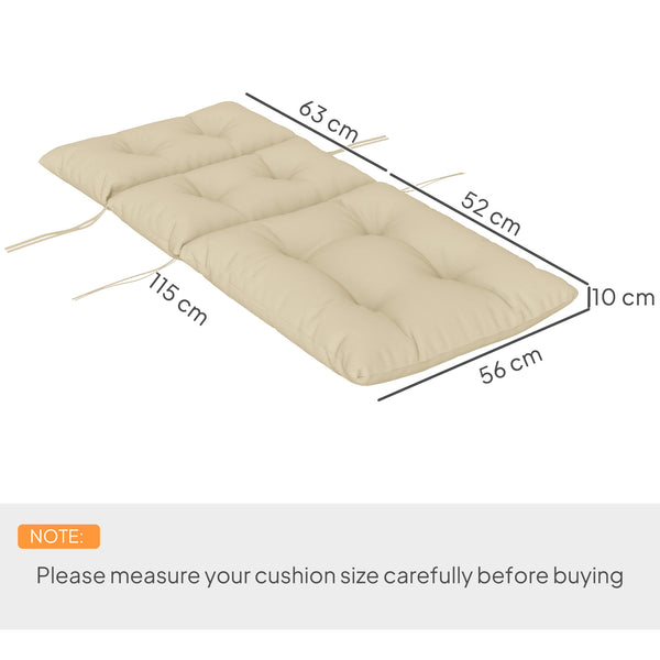Tufted Adirondack Chair Cushion, Thick Garden Seat Cushion Pad with Backrest, Rocking Chair Cushion with Ties for Outdoor and Indoor Use, Beige