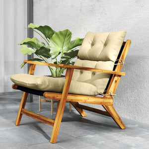 Tufted Adirondack Chair Cushion, Thick Garden Seat Cushion Pad with Backrest, Rocking Chair Cushion with Ties for Outdoor and Indoor Use, Beige