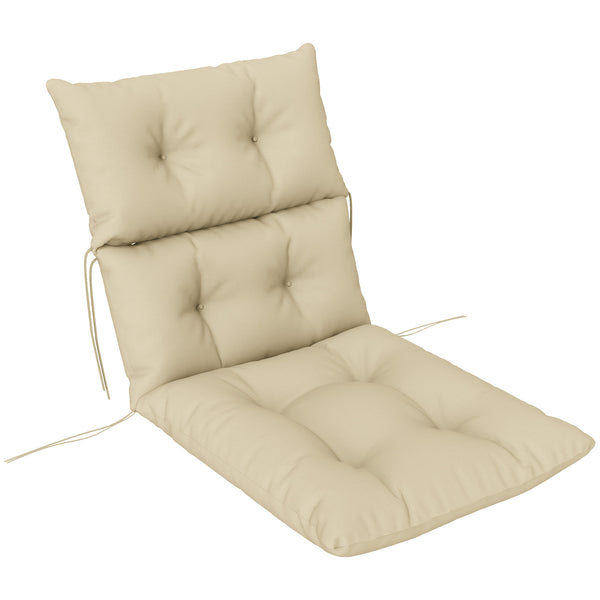 Tufted Adirondack Chair Cushion, Thick Garden Seat Cushion Pad with Backrest, Rocking Chair Cushion with Ties for Outdoor and Indoor Use, Beige