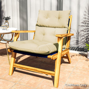 Tufted Adirondack Chair Cushion, Thick Garden Seat Cushion Pad with Backrest, Rocking Chair Cushion with Ties for Outdoor and Indoor Use, Beige