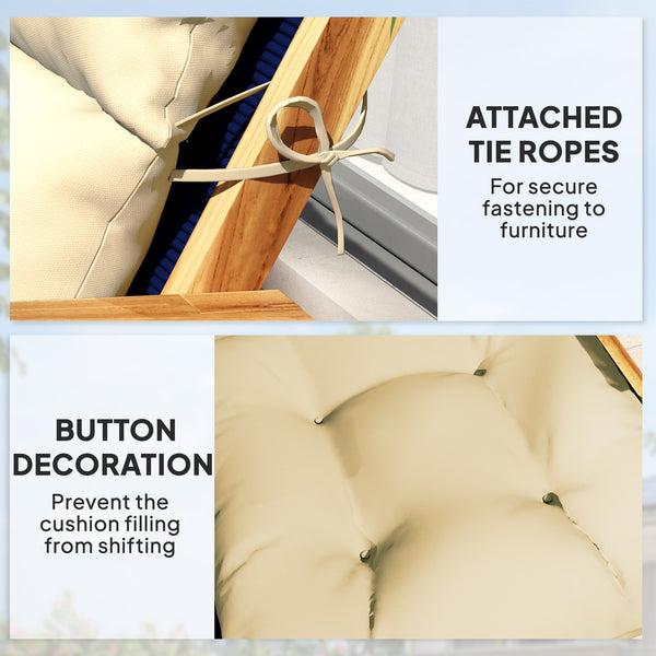 Tufted Adirondack Chair Cushion, Thick Garden Seat Cushion Pad with Backrest, Rocking Chair Cushion with Ties for Outdoor and Indoor Use, Beige