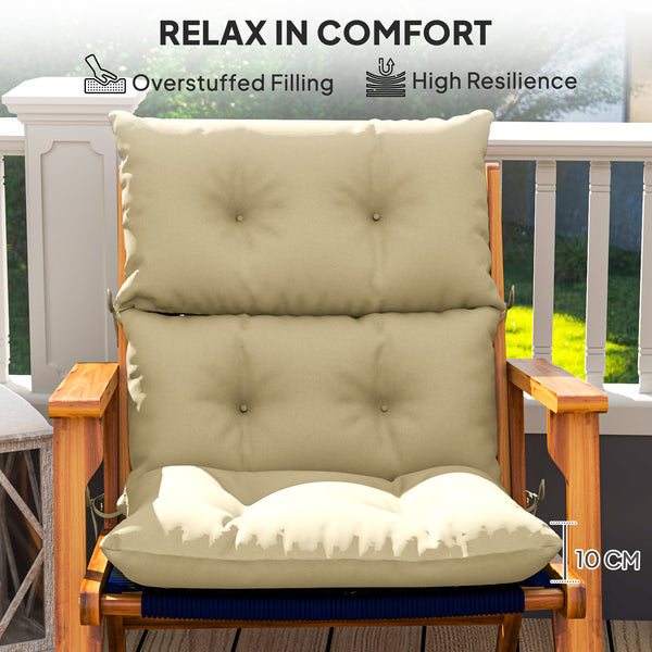 Tufted Adirondack Chair Cushion, Thick Garden Seat Cushion Pad with Backrest, Rocking Chair Cushion with Ties for Outdoor and Indoor Use, Beige