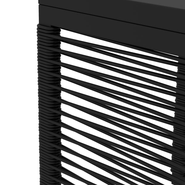 3 Pieces Wicker Patio Furniture Set, Rattan Bistro Set with Glass Top Coffee Table and Cushions, Outdoor Conversation Set for Garden, Porch, Balcony, Black