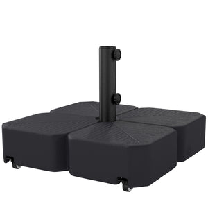 Patio Umbrella Base with Wheels, Square Heavy Duty Umbrella Stand Holder, 70 lbs Water or 88 lbs Sand Filled,  for 1.5"/1.9" Poles for Lawn, Outdoor, Black