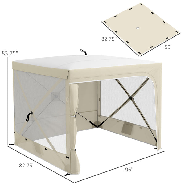 7' x 8' Pop Up Canopy Tent, UV-Resistant Camping Tent Event Shelter with Curtains, Nettings and Carrying Bag, for Garden, Patio, Hiking, Backpacking and Travelling, White