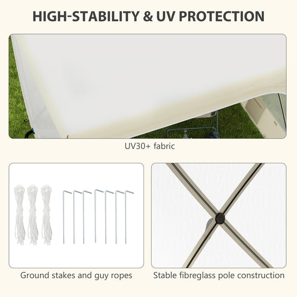 7' x 8' Pop Up Canopy Tent, UV-Resistant Camping Tent Event Shelter with Curtains, Nettings and Carrying Bag, for Garden, Patio, Hiking, Backpacking and Travelling, White