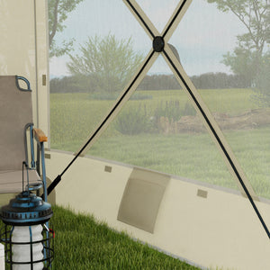 7' x 8' Pop Up Canopy Tent, UV-Resistant Camping Tent Event Shelter with Curtains, Nettings and Carrying Bag, for Garden, Patio, Hiking, Backpacking and Travelling, White