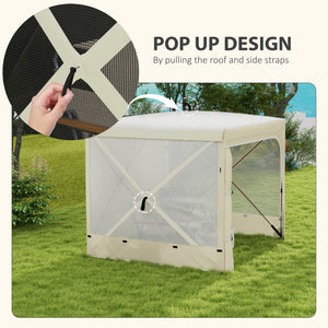 7' x 8' Pop Up Canopy Tent, UV-Resistant Camping Tent Event Shelter with Curtains, Nettings and Carrying Bag, for Garden, Patio, Hiking, Backpacking and Travelling, White