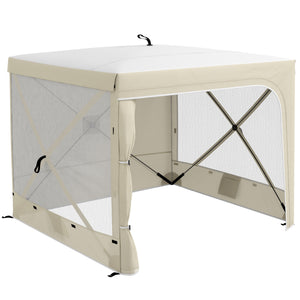 7' x 8' Pop Up Canopy Tent, UV-Resistant Camping Tent Event Shelter with Curtains, Nettings and Carrying Bag, for Garden, Patio, Hiking, Backpacking and Travelling, White