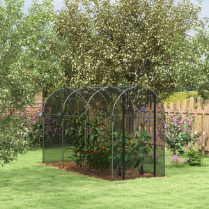 Fruit Cage Bird Netting, Heavy Duty Fruit and Vegetable Protection Tent with Zipped Door, Anti Bird, Insects, Small Animals, 1.2 x 3.6 x 1.9m, Black