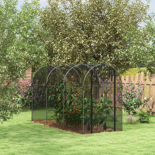 Fruit Cage Bird Netting, Heavy Duty Fruit and Vegetable Protection Tent with Zipped Door, Anti Bird, Insects, Small Animals, 1.2 x 3.6 x 1.9m, Black