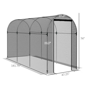 Outsunny 4' x 12' Crop Cage, Plant Protection Tent with Zippered Door and Galvanized Steel Frame, Fruit Cage Netting Cover for Garden, Yard, Lawn, Black