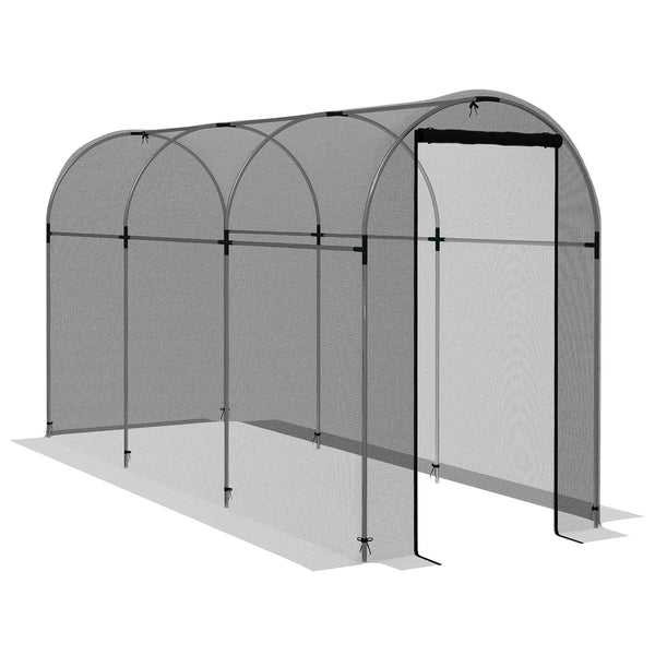 Fruit Cage Bird Netting, Heavy Duty Fruit and Vegetable Protection Tent with Zipped Door, Anti Bird, Insects, Small Animals, 1.2 x 3.6 x 1.9m, Black