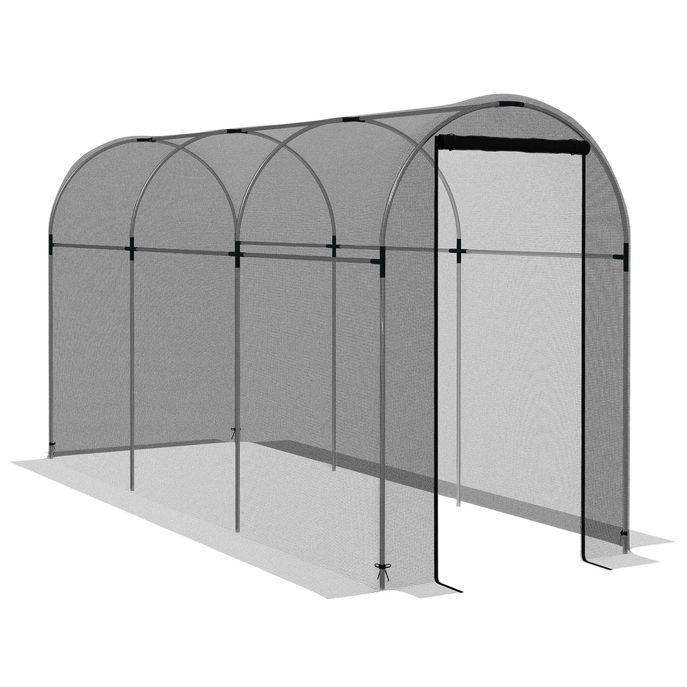 Outsunny 4' x 12' Crop Cage, Plant Protection Tent with Zippered Door and Galvanized Steel Frame, Fruit Cage Netting Cover for Garden, Yard, Lawn, Black