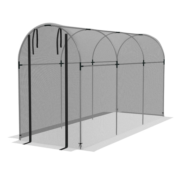 Outsunny 4' x 12' Crop Cage, Plant Protection Tent with Zippered Door and Galvanized Steel Frame, Fruit Cage Netting Cover for Garden, Yard, Lawn, Black