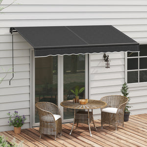 Outsunny 10' x 8' Retractable Awning, Patio Awning Sunshade Shelter with Manual Crank Handle, 280gsm UV Resistant Fabric and Aluminum Frame for Deck, Balcony, Yard, Dark Gray